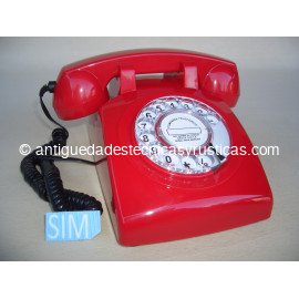 teléfono antiguo rojo sobremesa de rueda años 7 - Compra venta en
