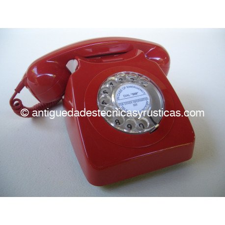 TELEFONO ROJO INGLES DE SOBREMESA AÑOS 70