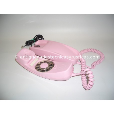 TELEFONO GONDOLA ROSA DE SOBREMESA AÑOS 70